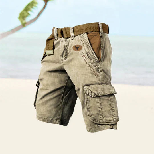 Men's Cargo Shorts Beige Cotton | Julian