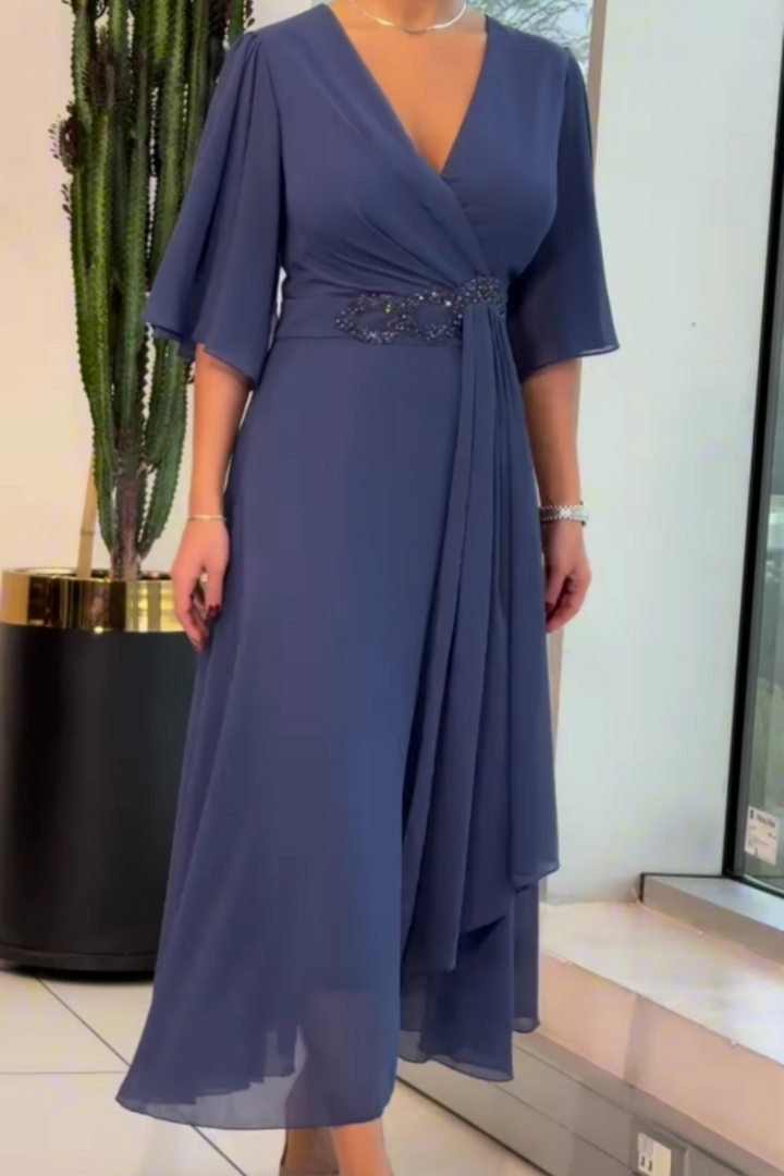 Cressida™ | V-Neck Chiffon Maxi Dress