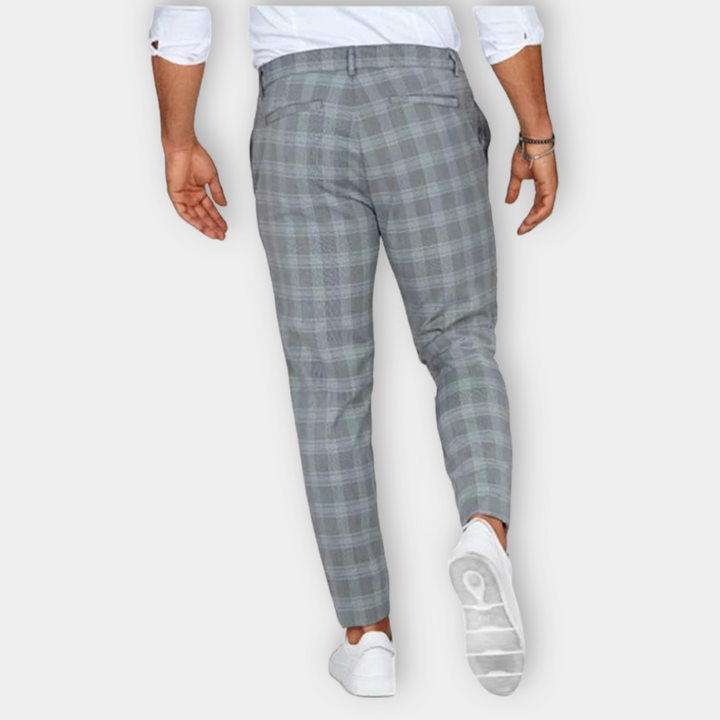 Men Windowpane Chino Pants | Andres