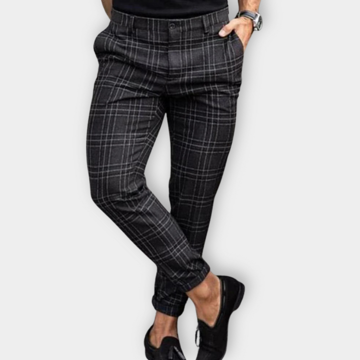 Men Windowpane Chino Pants | Andres