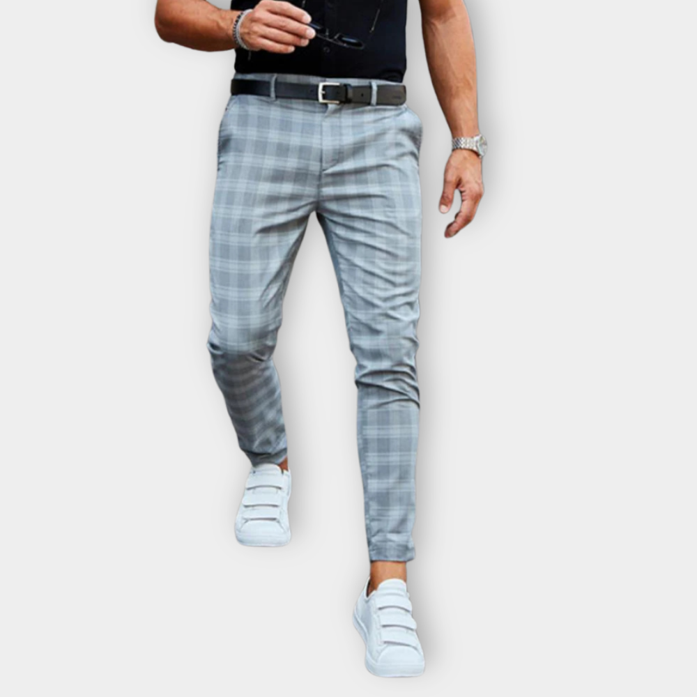 Men Windowpane Chino Pants | Andres