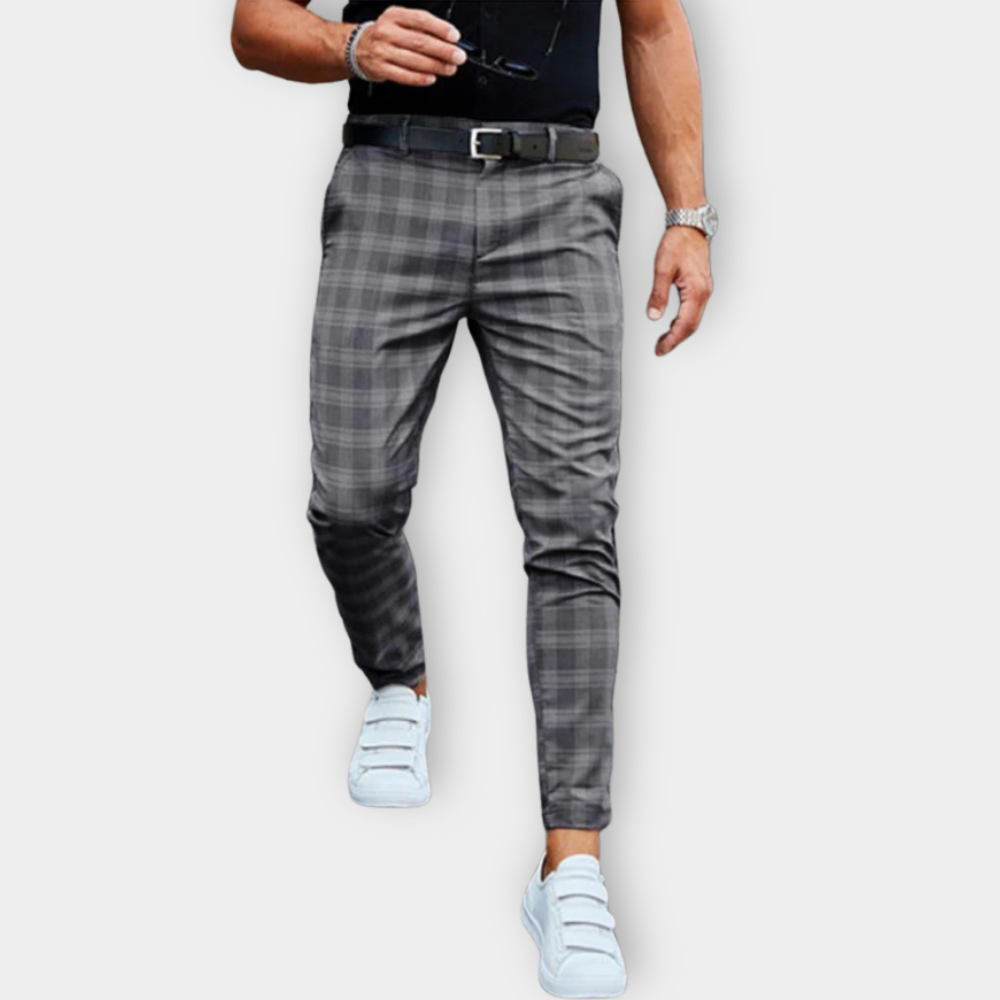 Men Windowpane Chino Pants | Andres