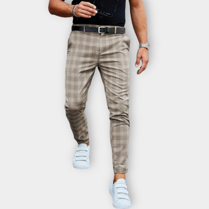 Men Windowpane Chino Pants | Andres