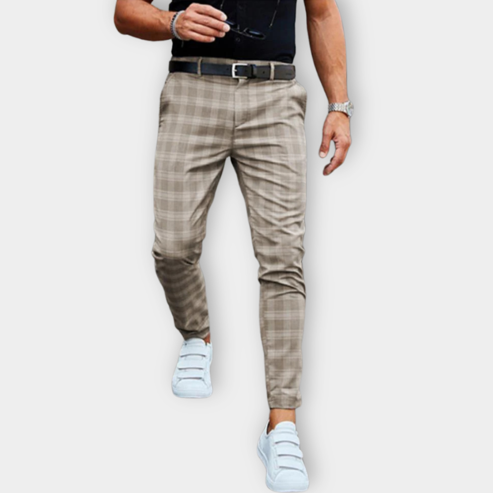 Men Windowpane Chino Pants | Andres