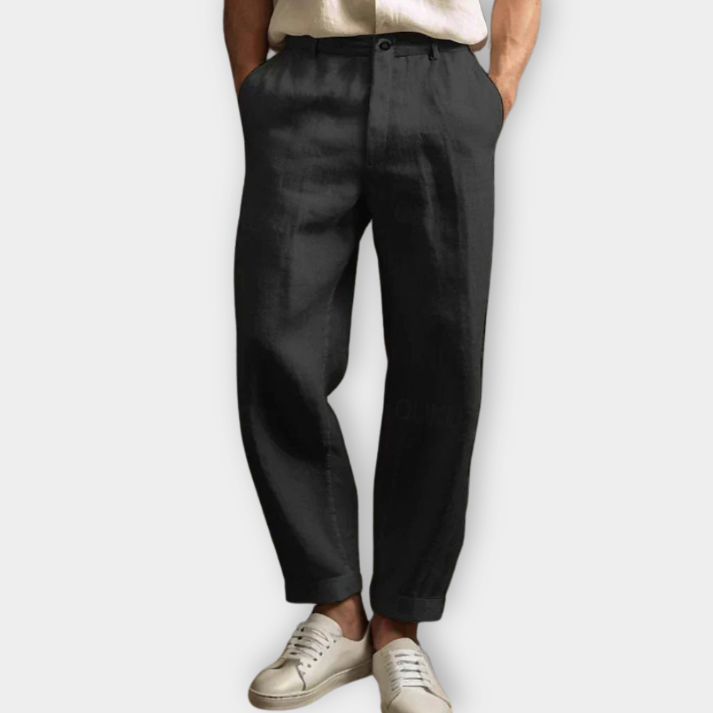 Men Relaxed Linen Blend Trousers | Arvin