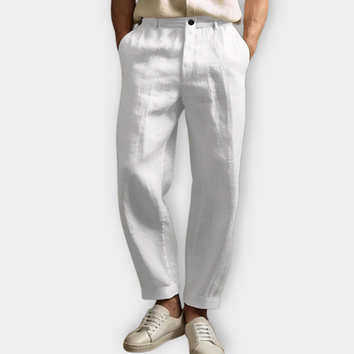 Men Relaxed Linen Blend Trousers | Arvin