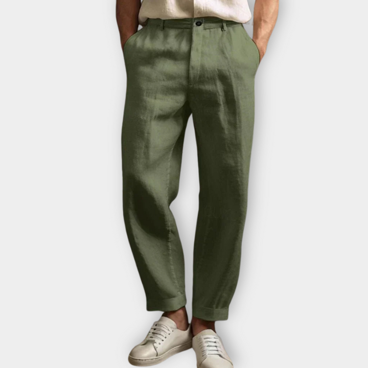 Men Relaxed Linen Blend Trousers | Arvin