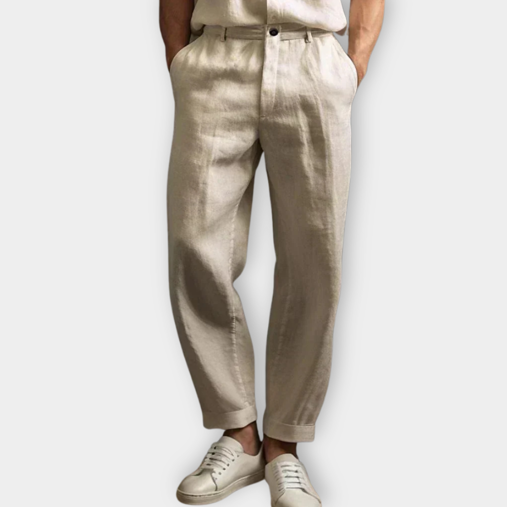 Men Relaxed Linen Blend Trousers | Arvin