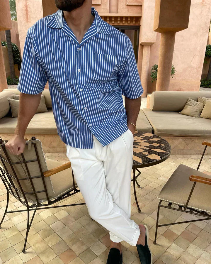 Men Striped Cotton Button-Down Shirt | Ken