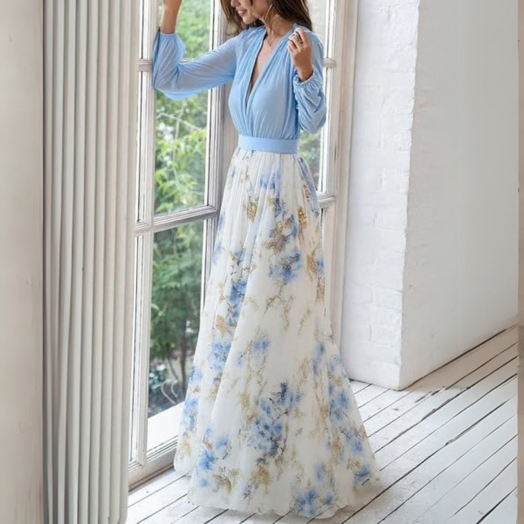 Anarose - High Waist Puff Sleeve Dress