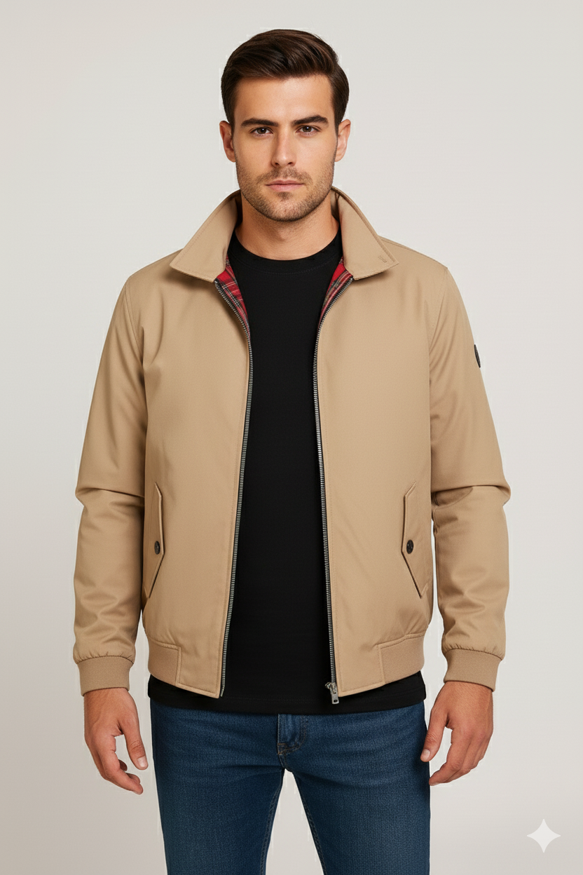 Men Classic Zip-Up Harrington Jacket | Tomlin