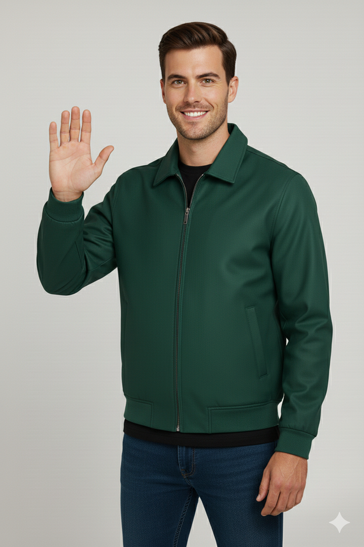 Men Classic Zip-Up Harrington Jacket | Tomlin