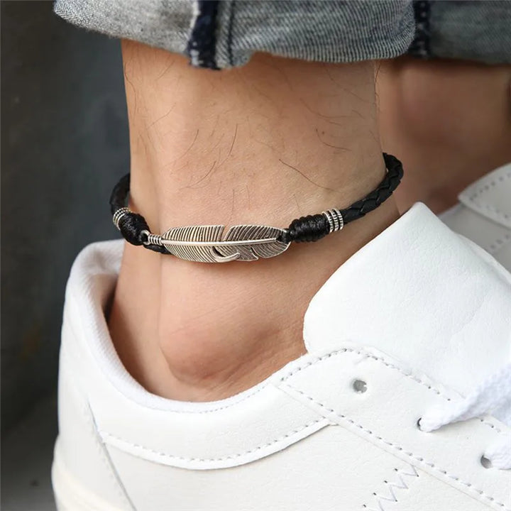 Men Leather Rope Anklet | Elion