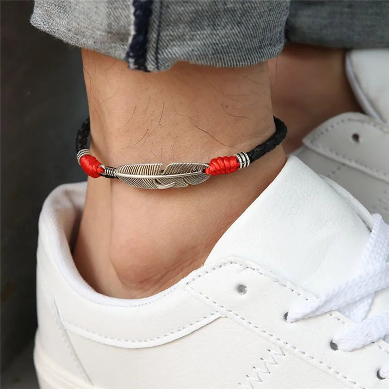 Men Leather Rope Anklet | Elion