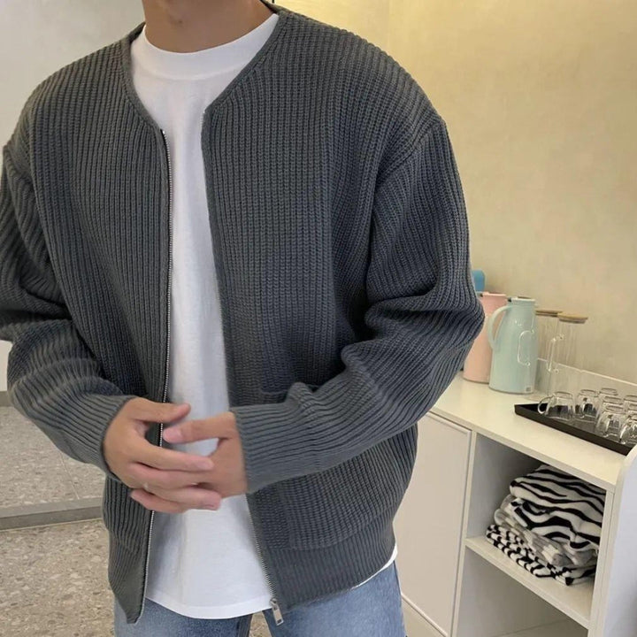 Men Zip-Up Ribbed Knit Jumper | Liam