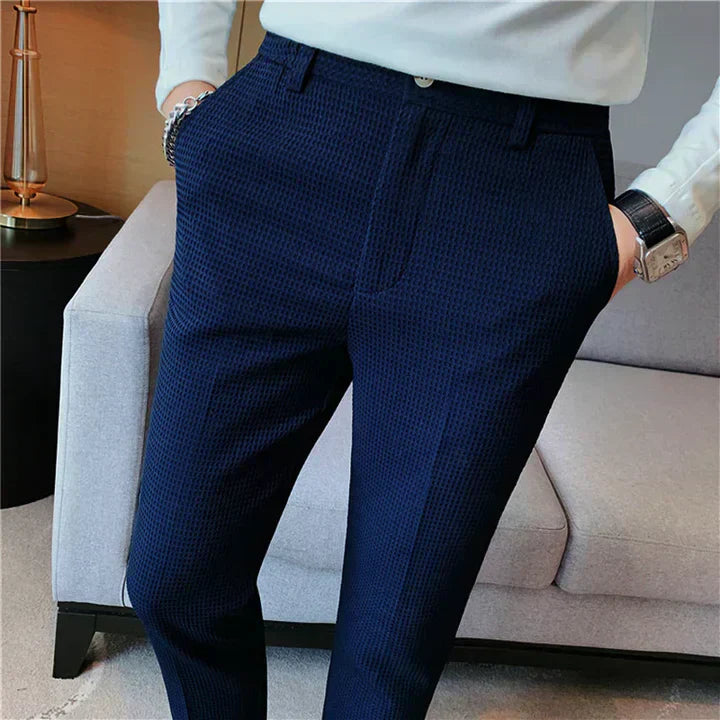 Men Slim-Fit Patterned Trousers | Marvik