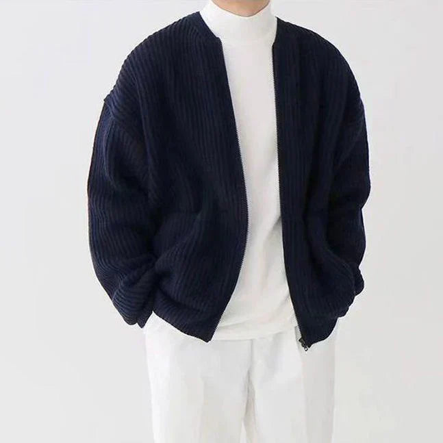 Men Zip-Up Ribbed Knit Jumper | Liam