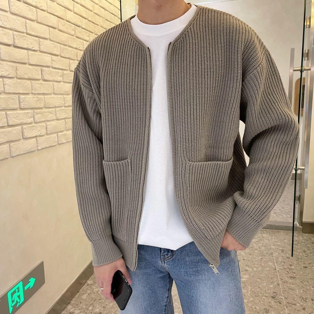 Men Zip-Up Ribbed Knit Jumper | Liam