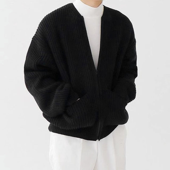 Men Zip-Up Ribbed Knit Jumper | Liam