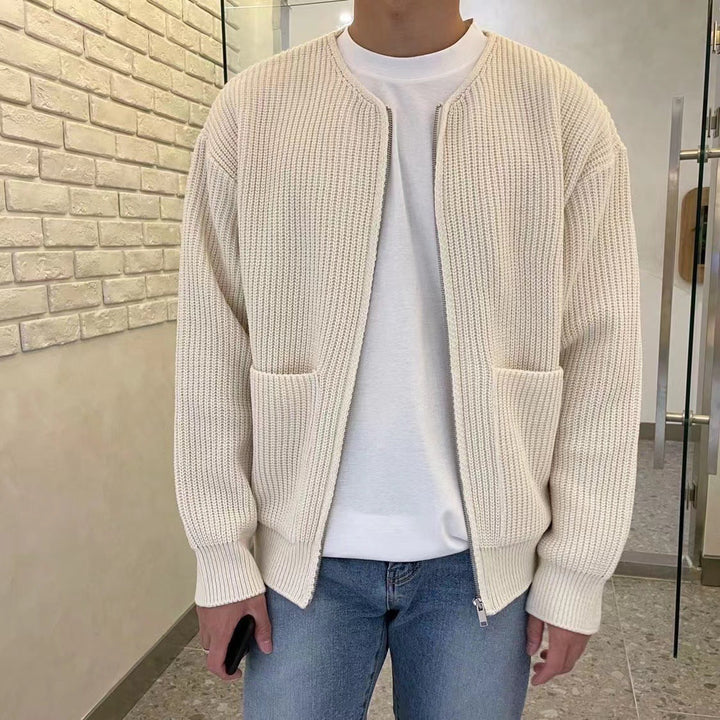 Men Zip-Up Ribbed Knit Jumper | Liam