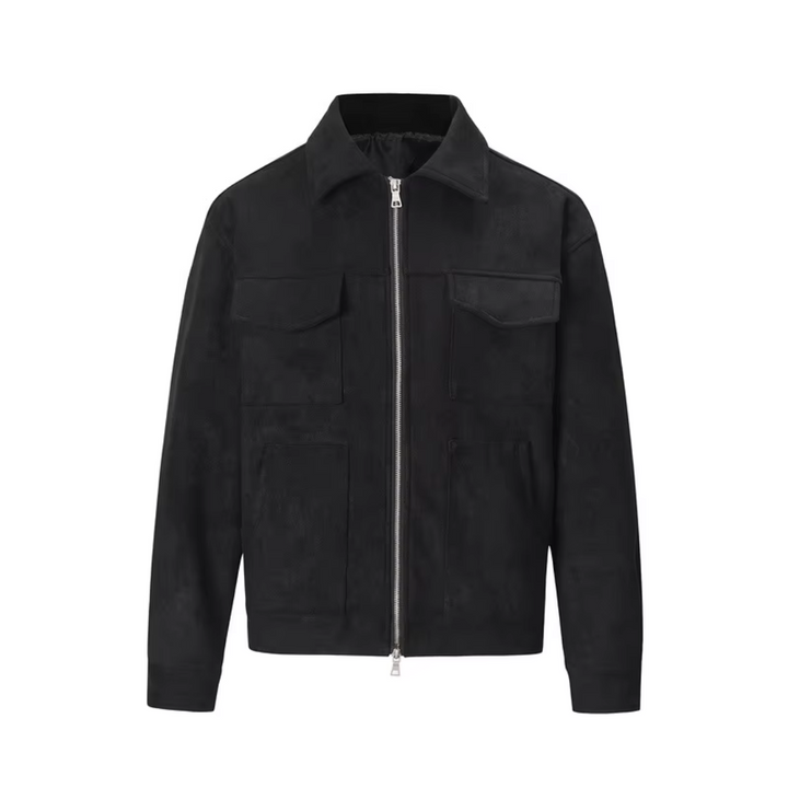 Men Suede Utility Zip-Up Jacket with Pocket Detailing | Henry