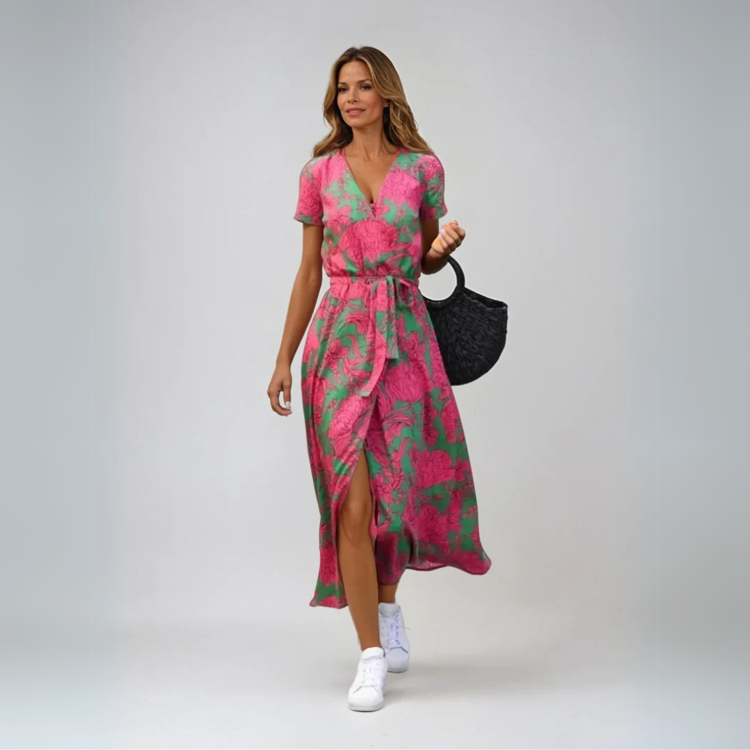 Adira - Women’s Crossover V-Neck Split Hem Dress
