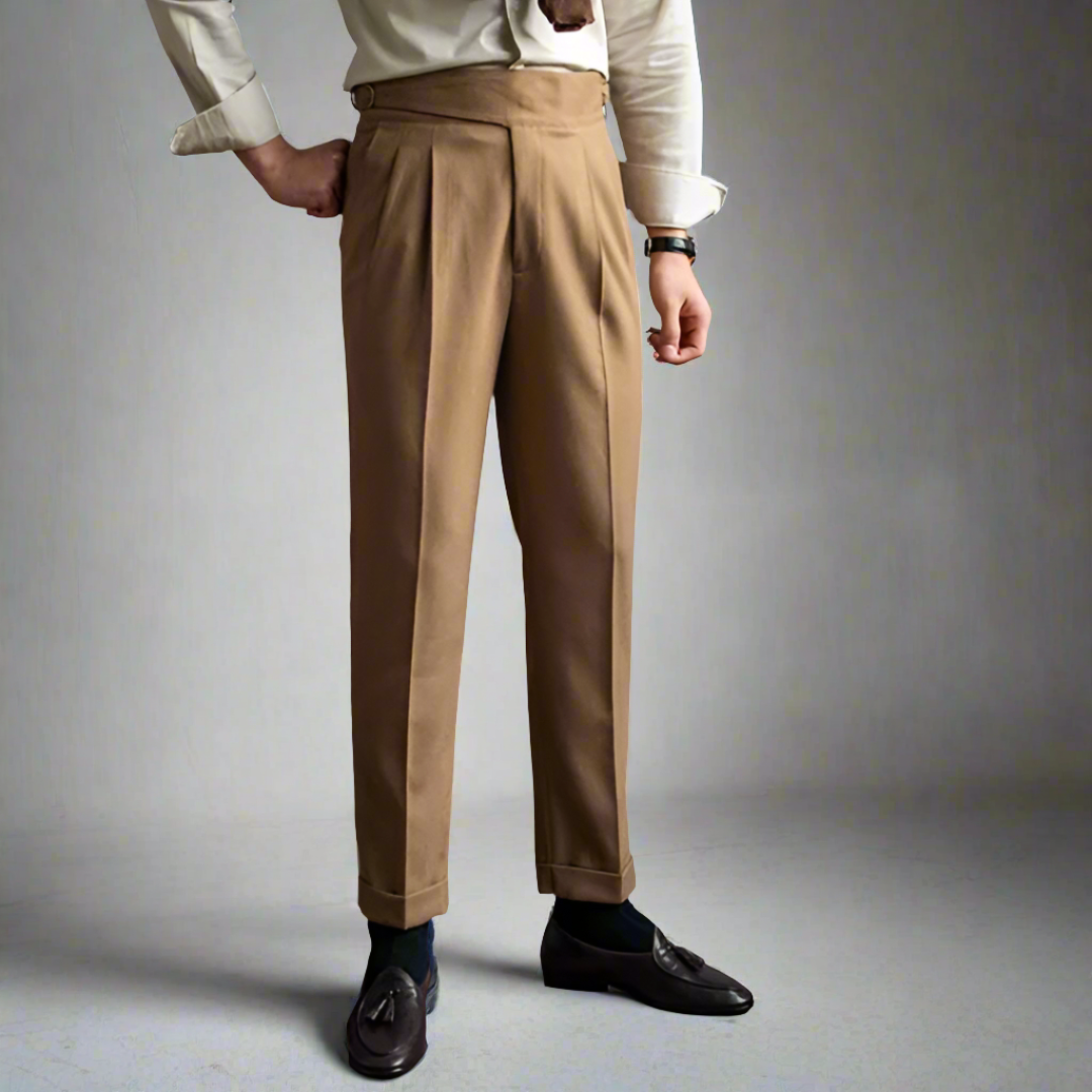 Men High Waist Pleated Trousers | Darren