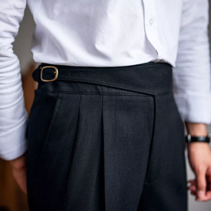 Men High Waist Pleated Trousers | Darren