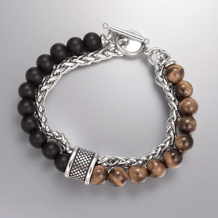 Men Dual Bead Chain Bracelet | Kael