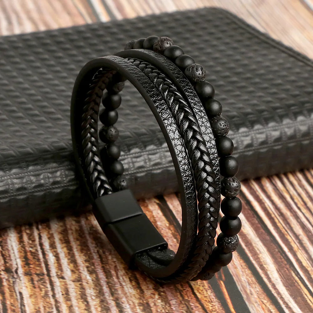 Men Multilayer Leather Bracelet | Riven