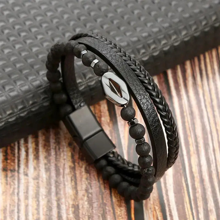 Men Leather Wrap Bracelet | Axton