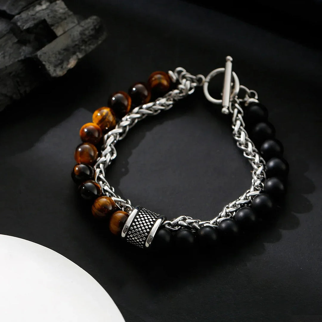 Men Dual Bead Chain Bracelet | Kael