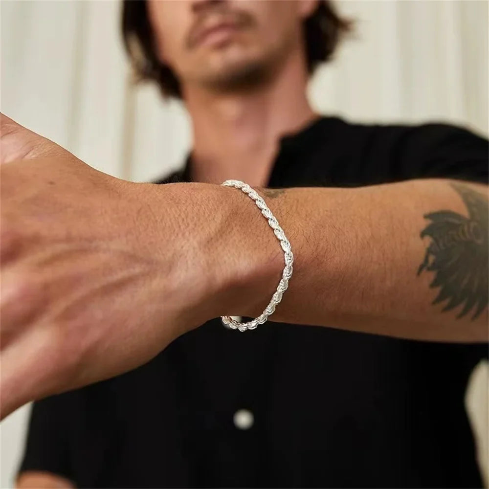 Men Gold Twist Chain Bracelet | Zayen