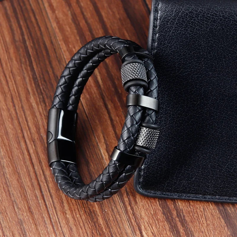 Men Magnetic Buckle Leather Bracelet | Davor