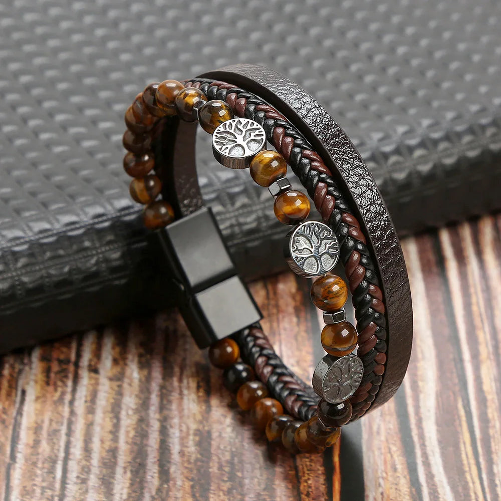 Men Multilayer Leather Bracelet | Riven