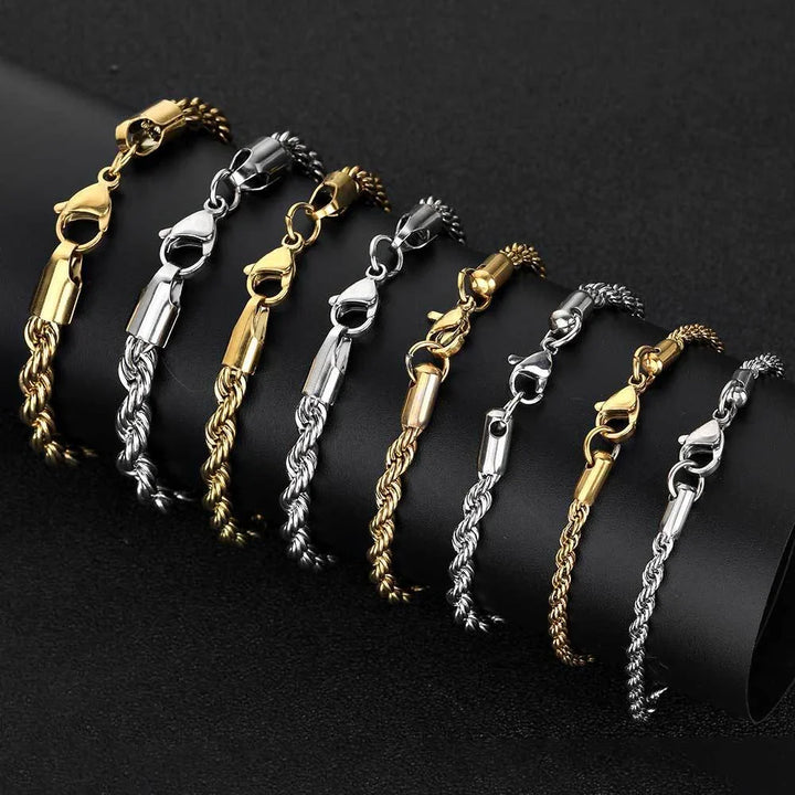 Men Gold Twist Chain Bracelet | Zayen