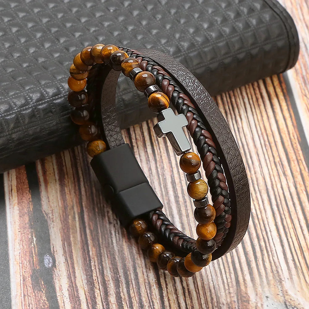 Men Multilayer Leather Bracelet | Riven