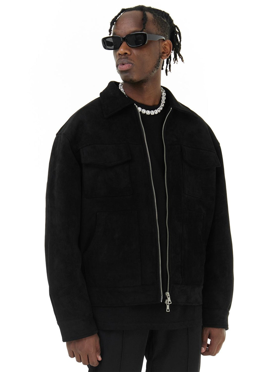 Men Suede Bomber Jacket | Fenello