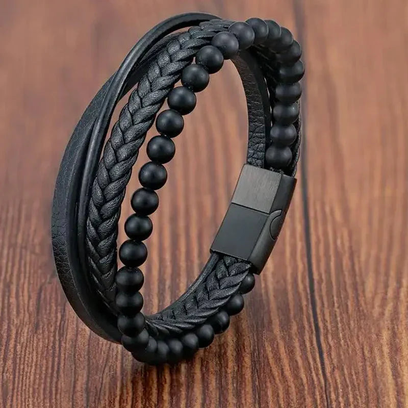 Men Magnetic Buckle Leather Bracelet | Davor