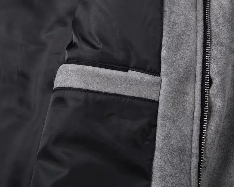 Men Suede Bomber Jacket | Fenello