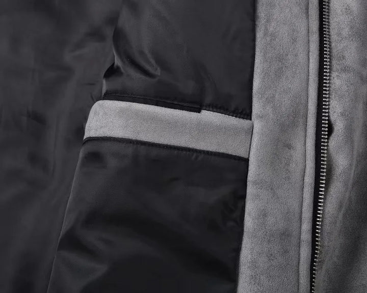 Men Suede Bomber Jacket | Fenello