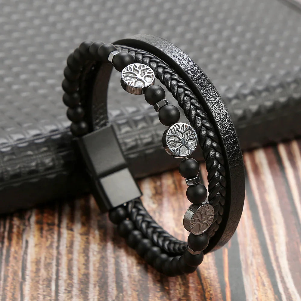 Men Multilayer Leather Bracelet | Riven