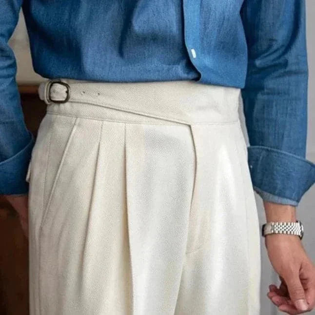 Men High Waist Pleated Trousers | Darren