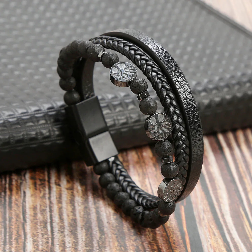 Men Multilayer Leather Bracelet | Riven