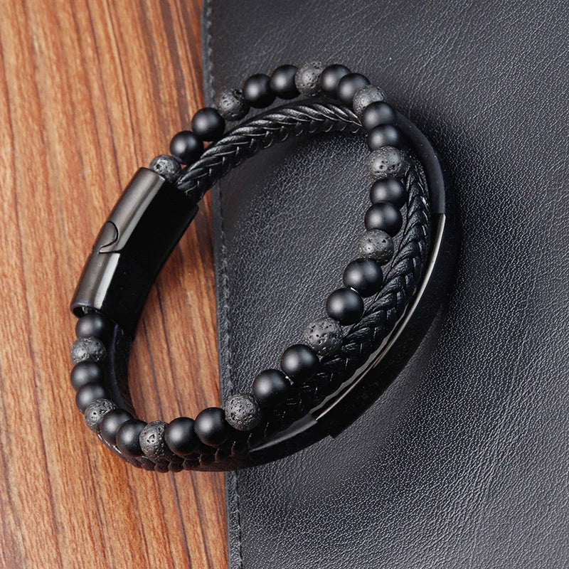Men Magnetic Buckle Leather Bracelet | Davor