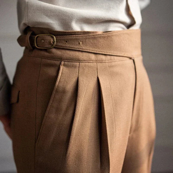 Men High Waist Pleated Trousers | Darren