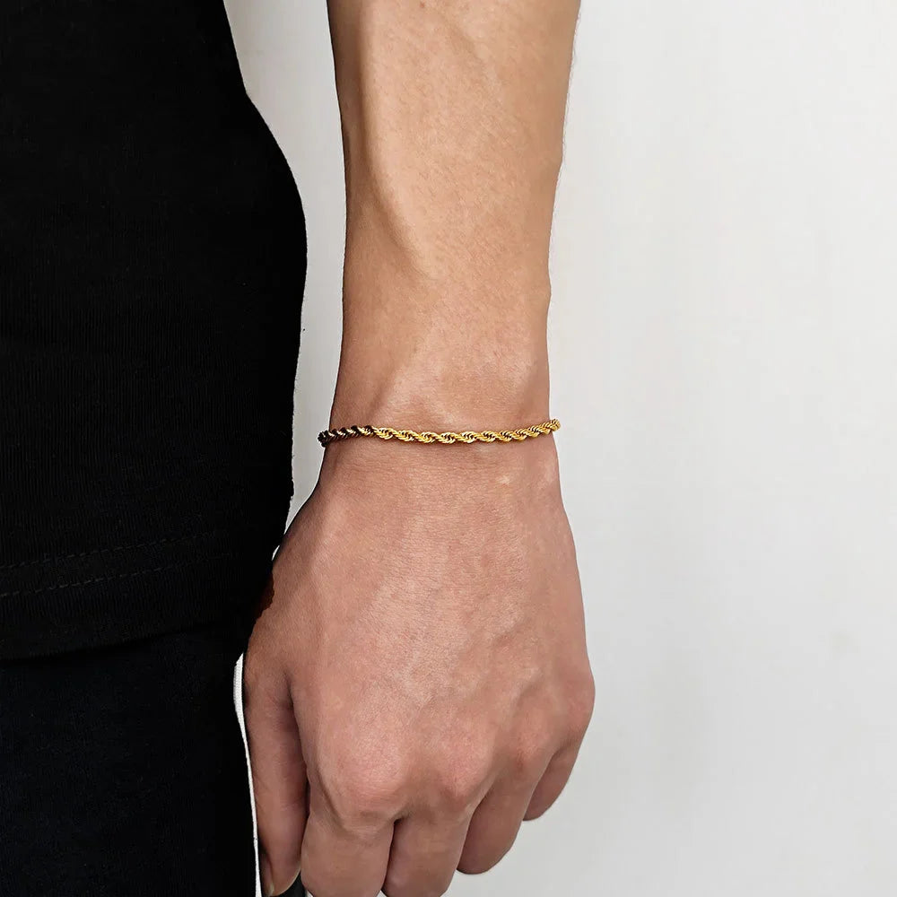 Men Gold Twist Chain Bracelet | Zayen