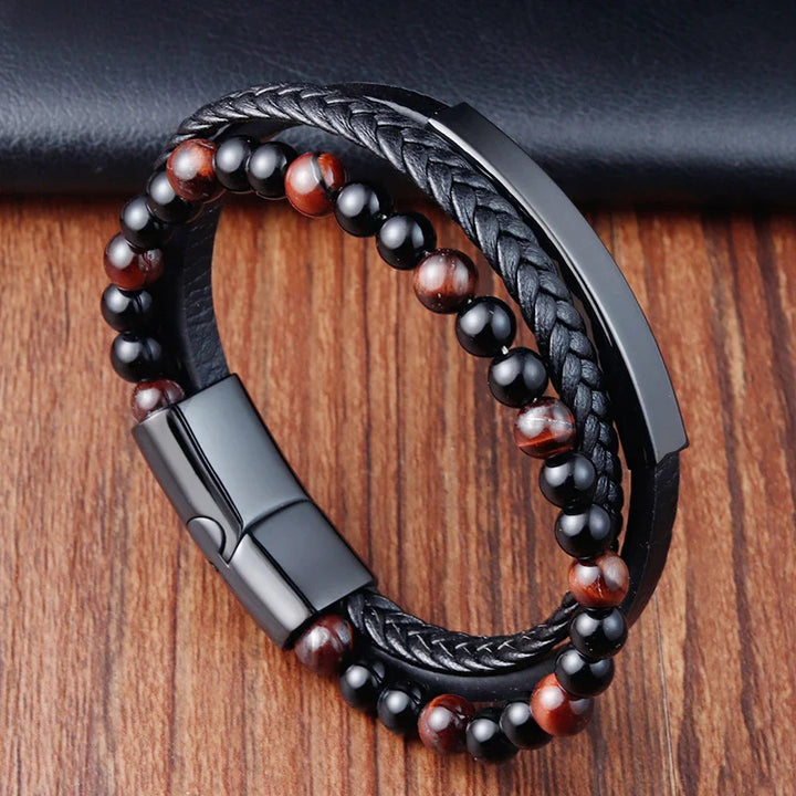 Men Magnetic Buckle Leather Bracelet | Davor