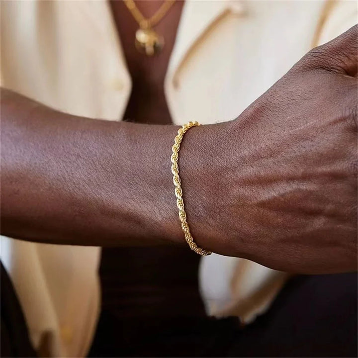 Men Gold Twist Chain Bracelet | Zayen