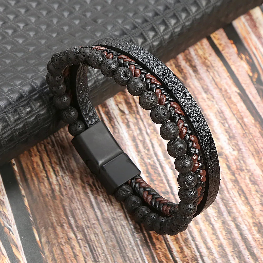 Men Multilayer Leather Bracelet | Riven
